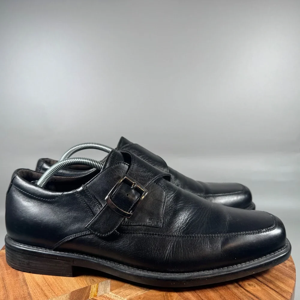 Johnston & Murphy Mens Black Leather‎ Monk Strap Dress Shoes Size 11M
